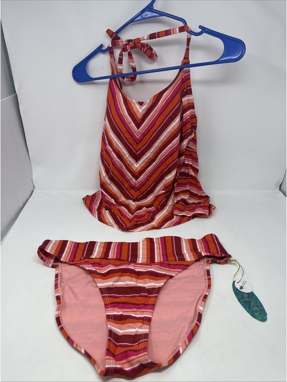 Mynah Orange Striped Women’s Swimsuit Size Large